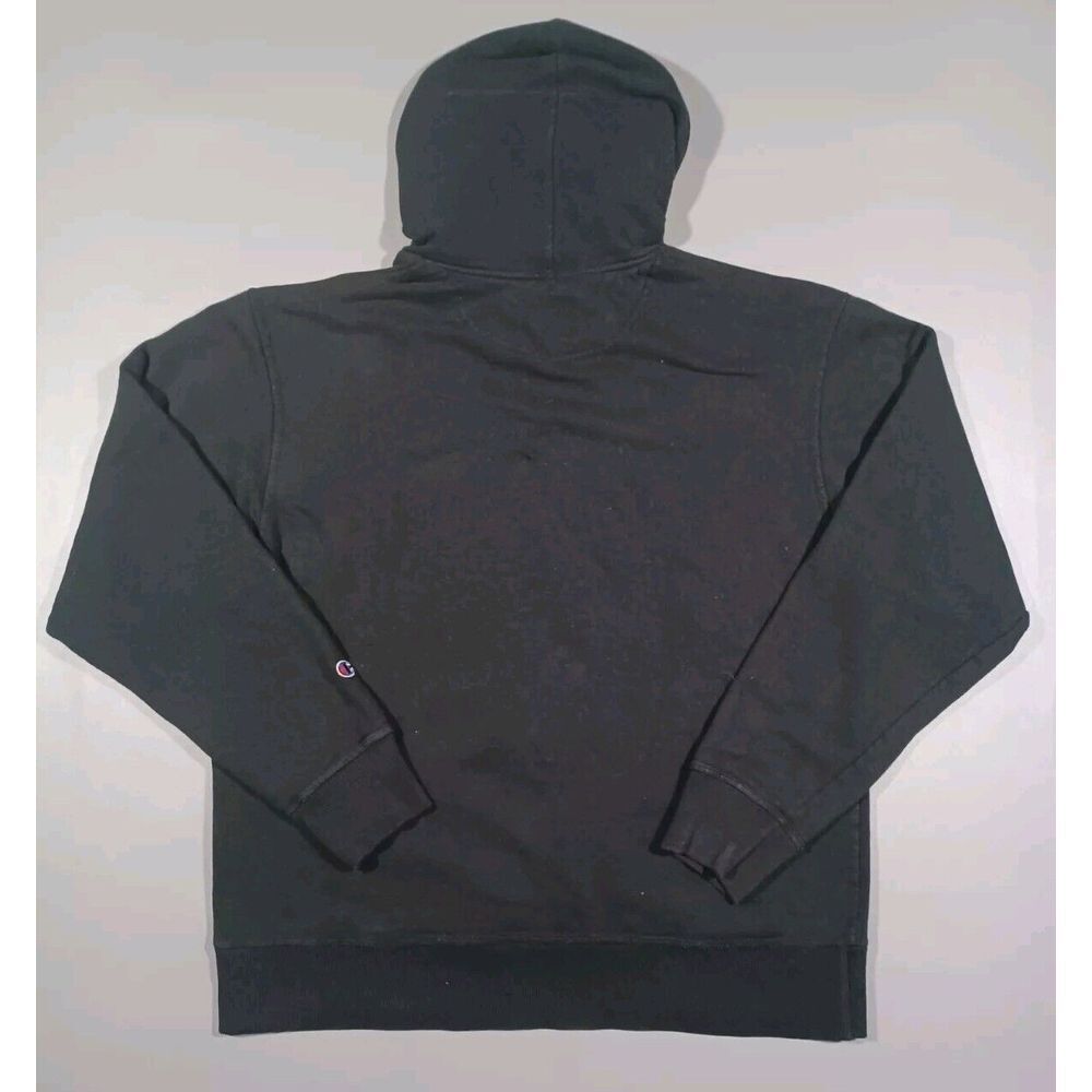Champion Hoodie Mens L Black Pullover Customized Fabric Print - Picture 4 of 4
